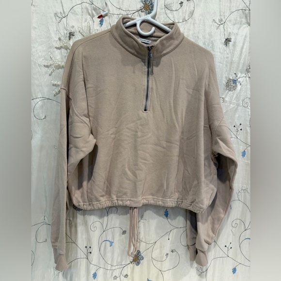 American Eagle Outfitters Sweaters - American Eagle Outfitters Beige Quarter-Zip Fleece